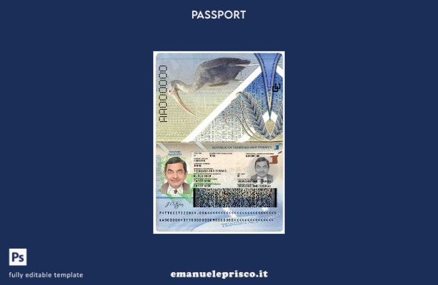 modello di passaporto di Trinidad e Tobago in stile verificato